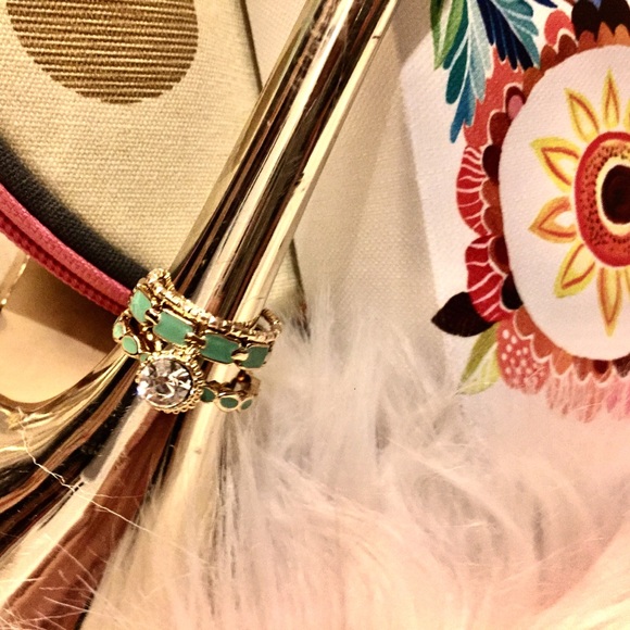 3pc Turquoise Ring Set - Picture 2 of 2